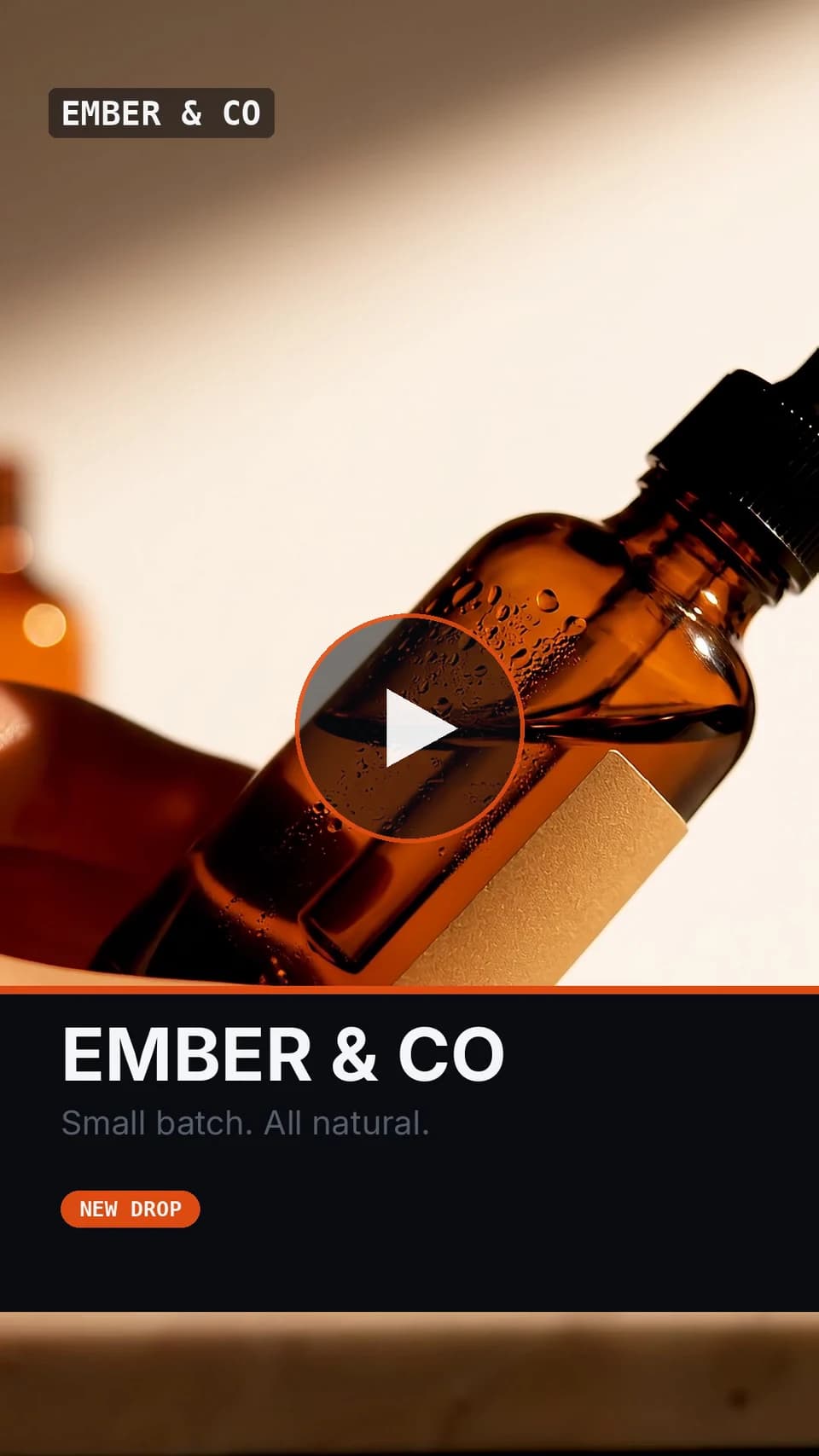 Vertical story/reel spot for a fictional skincare brand, Ember & Co. — poster frame