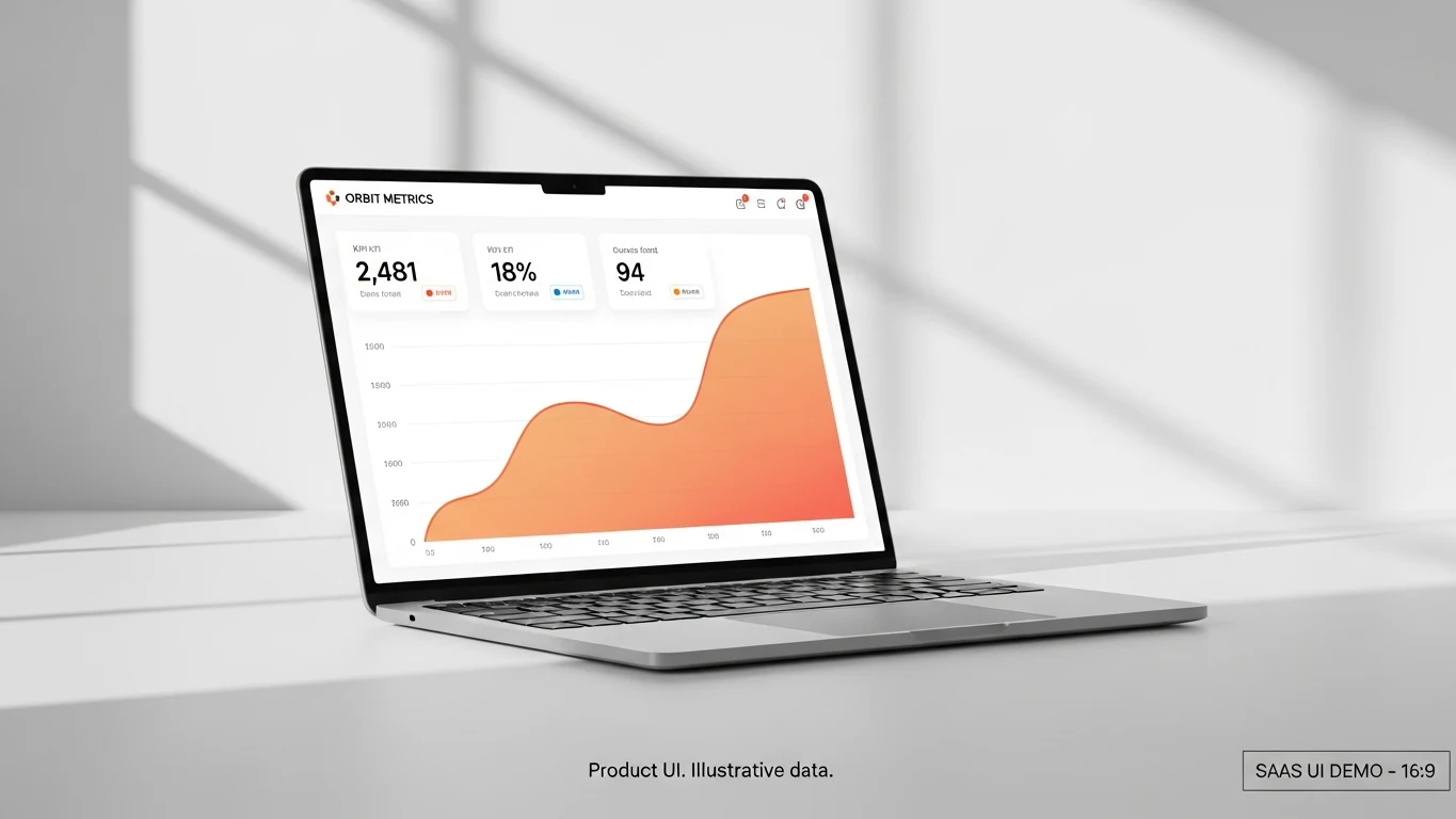 Clean SaaS dashboard UI demo for a fictional analytics product, Orbit Metrics