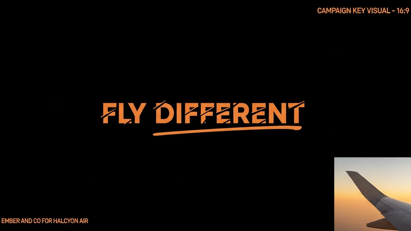 Campaign key visual by a fictional agency for its client, Halcyon Air