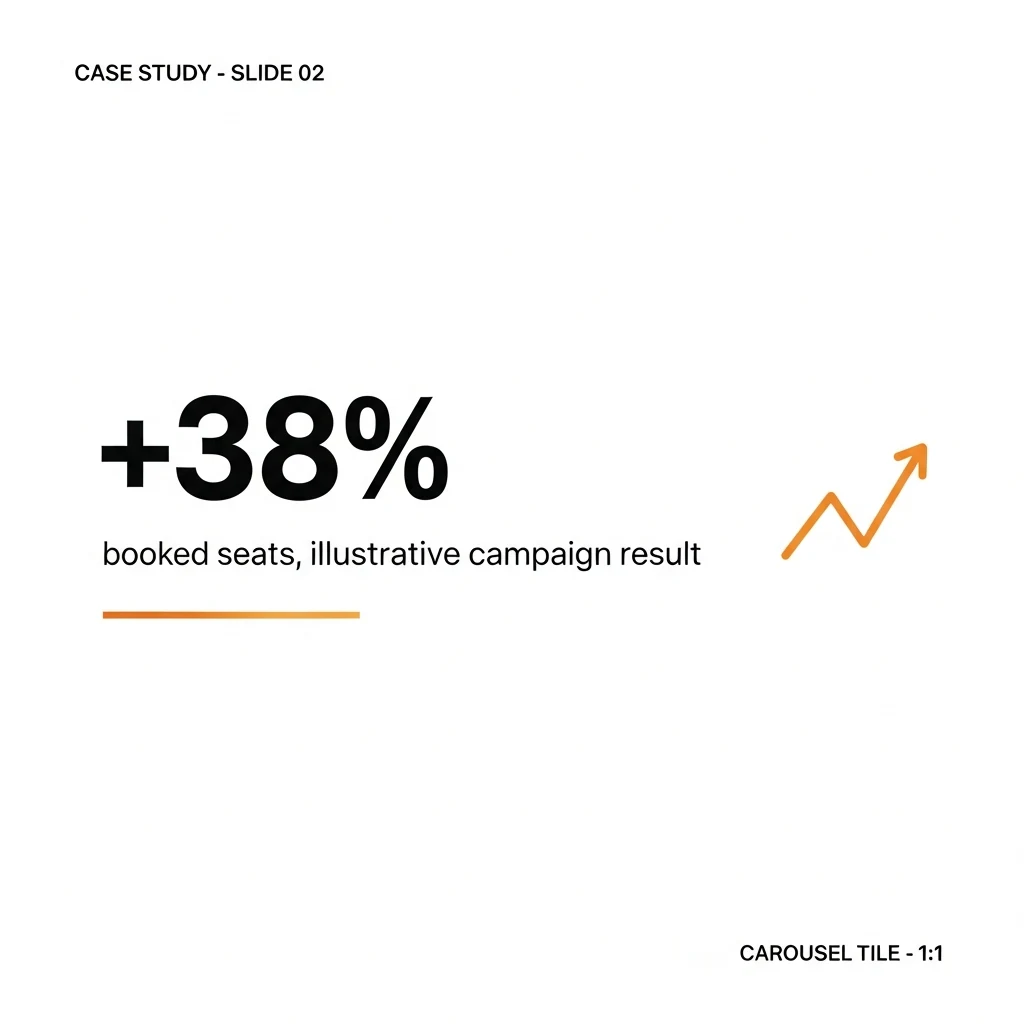 Case-study carousel tile by a fictional agency for its client, Halcyon Air