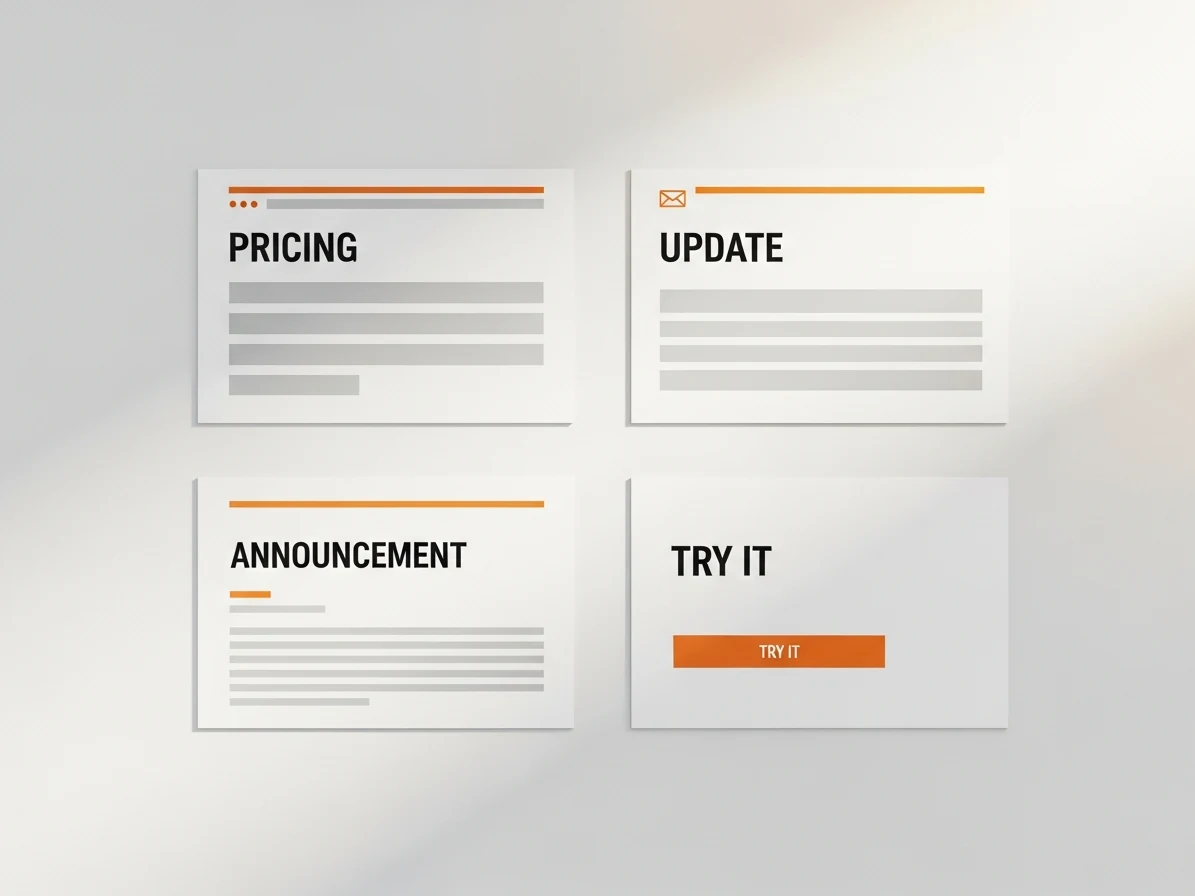 One brand voice carried across a page, an email, a press note, and an ad in one color system