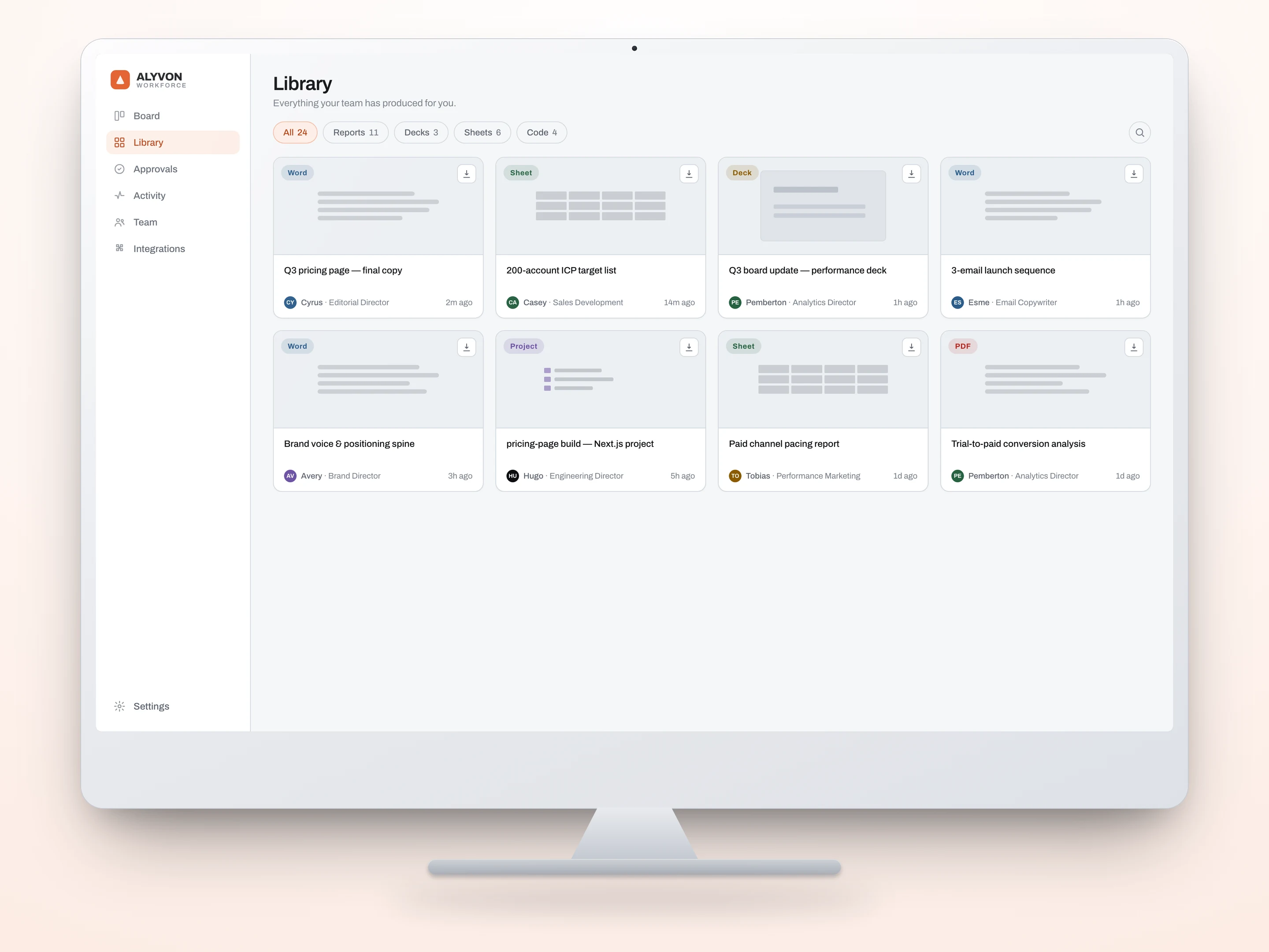 The Alyvon Library: finished files produced by Alyvon’s own Workforce